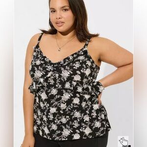Torrid Slub Ruffle V-Neck Floral Cami